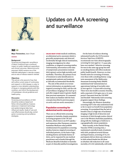 Updates on AAA Screening & Surveillance